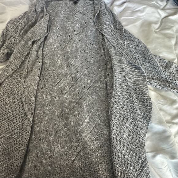 Torrid Cardigan Plus Size 1X Grey Slub Drape Open Front Lightweight Used - Picture 5 of 9